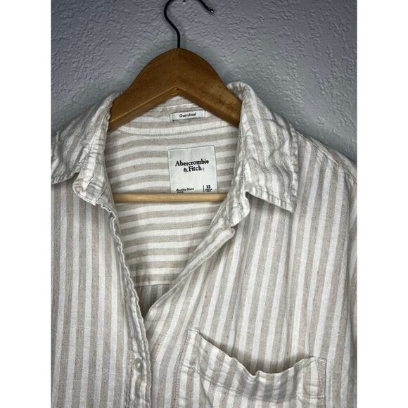 Abercrombie & Fitch Oversized Linen-Blend Shirt - Picture 6 of 8